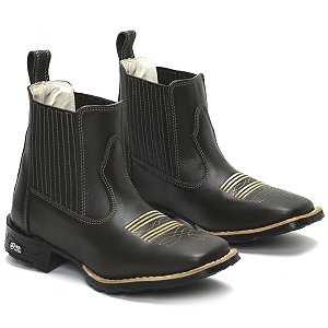 BOTINA TEXANA COUNTRY MASCULINA MARROM BEGE QUADRADA