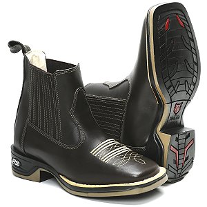 BOTINA TEXANA COUNTRY MASCULINA MARROM SOLA JUMP QUADRADA