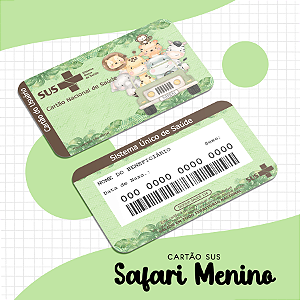 Cartão do SUS SAFARI MENINO  VERDE