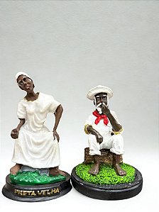 Imagem Resina Casal de Pretos Velhos 15cm