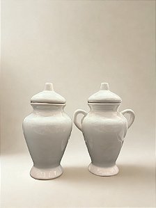 Kit com Duas Quartinhas de Louça Branca c/ e s/ Asa - Pequena