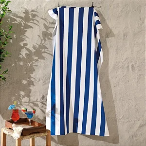 Toalha de Praia Dohler Aveludada Cabana Azul Stripes 100% Algodão