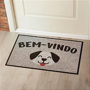 Capacho De Porta Uzoo Vinílico Estampado Bem-Vindo Cachorro - 60x40cm