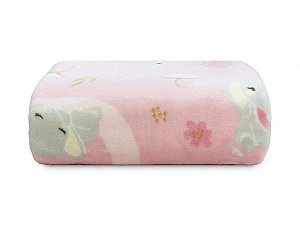 Cobertor Camesa Baby Flannel Nac Elefante Rosa - 90x110 cm