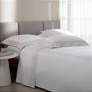 Jogo De Cama Cetim 300 Fios Bordado Buddemeyer Aida