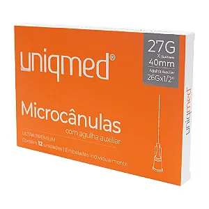 MICROCANULA COM AGULHA AUXILIAR 26G 27GX40MM - CX/12 - UNIQMED