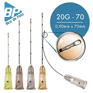 Microcânula Bico de Pato 20G x 70mm Fabinject - Caixa Com 5 Unidades