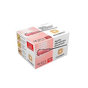 AGULHA HIPODERMICA 1,20X40MM 18G 1/2 ROSA - CX/100 - DESCARPACK