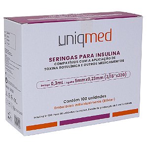 Seringa Insulina 0,23 X 5mm 32g Com Agulha Caixa Com 100 Unidades