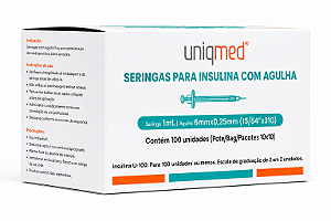 SERINGA INSULINA 1ML 6X0,25 31G C/AG - CX/100 - UNIQMED