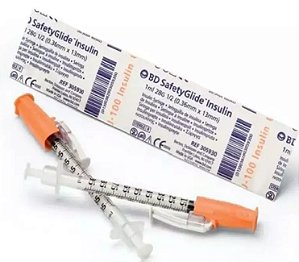 SERINGA INSULINA DISP.SEG SAFETYGLIDE 1ML C/AG 13x0,33MM LONGA - BD