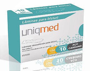 LAMINA BISTURI N10 DESCARTAVEL - AÇO CARBONO - CX/100 - UNIQMED