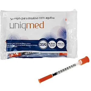SERINGA INSULINA 0,5ML 6X0,25 15/64 31G  C/AG - PCT/10 - UNIQMED