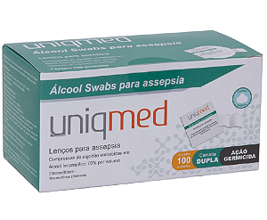 ~AMOSTRA - LENÇO DE ASSEPSIA ALCOOL 70% - CX/100 - UNIQMED