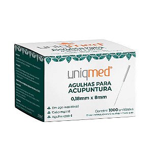 AGULHAS ACUPUNTURA 0,18X8MM - CX/1000 - UNIQMED