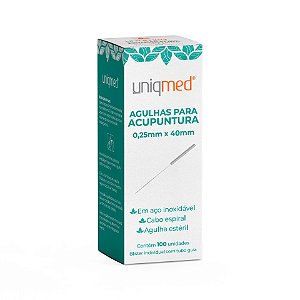 AGULHAS ACUPUNTURA 0,25X40MM - CX/100 - UNIQMED