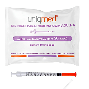 SERINGA INSULINA 1ML 12,7X0,33 29G C/AG - PCT/10 - UNIQMED