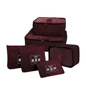 Kit Organizador de Bagagem Santino 6 peças Vinho
