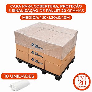 Capa protetor de Pallet em TNT 20 gramas Aradesc 1,10 x 1,20 x 0,40 m 10 Pçs Branco Branco