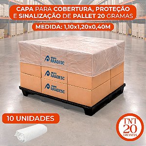 Capa protetor de Pallet em TNT 20 gramas Aradesc 1,10 x 1,20 x 0,40 m 10 Pçs Branco Branco