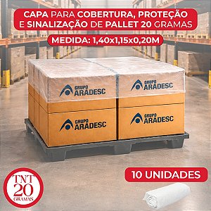 Capa protetor de Pallet em TNT 20 gramas Aradesc 1,40 x 1,15 x 0,20 m 10 pçs Branco