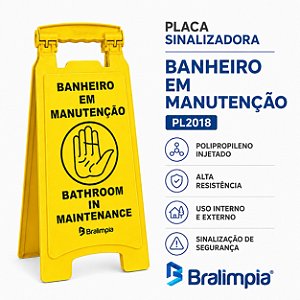 Placa Bralimpia Sinalização Banheiro Em Manutencao (port/ing