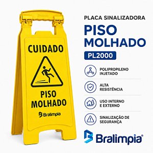 Placa Bralimpia Para Sinalização De Piso Molhado Pl2000