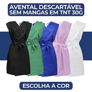 Avental Descartável em TNT Sem Manga 30 Gramas pacote com 10 unidades