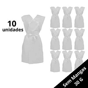 Avental Descartável BRANCO Sem Manga Gramatura 30gr Pct 10 Un