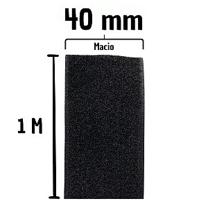 FECHO DE CONTATO TIPO VELCRO PRETO 40MM FEMEA MACIO