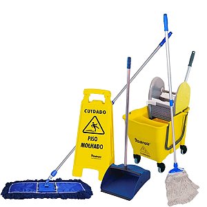 Kit Limpeza Profissional 30 Litros Doblo Amarelo Bralimpia