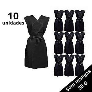 Avental Descartável PRETO Sem Manga Gramatura 30gr Pct C\10un