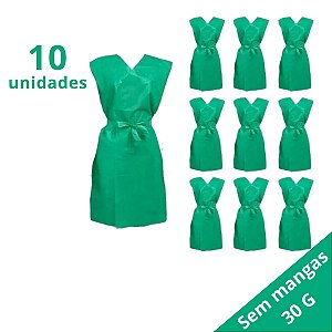 Avental Descartável VERDE Sem Manga Gramatura 30gr Pct 10 Un