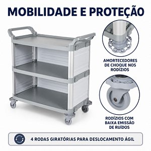 Carrinho Bralimpia Triplex Com Fechamento Lateral Ch3000