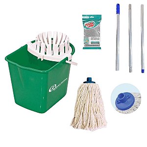 Conjunto Mopinho Bralimpia VERDE Limpeza De Pisos 12l esponj