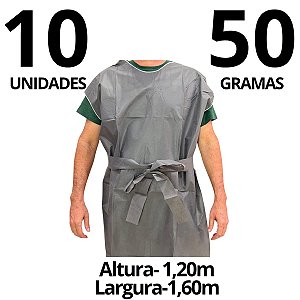 10 Avental Descartável TNT Especial 1,20 x 1,60  S/Manga 50G