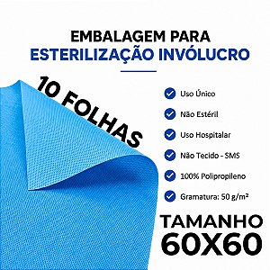 10 Embalagem Sms 60x60 50 Gramas Involucro P/Esterilização