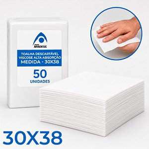 50 Toalha Descartável ARADESC 30x38Cm Alta Absorção Viscose