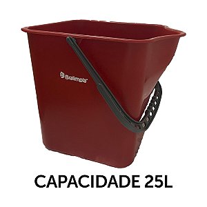 Balde Bralimpia Plástico 25 Lts Profissional vermelho