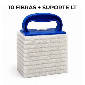 1 SUPORTE BRALIMPIA COM 10 Fibra De Limpeza Branca Não Risca