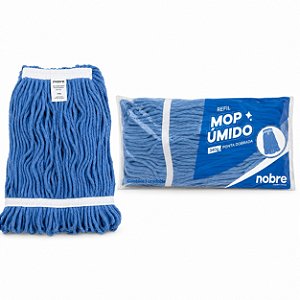 Refil Mop Úmido NOBRE AZUL Ponta Dobrada 340gramas Esfregão