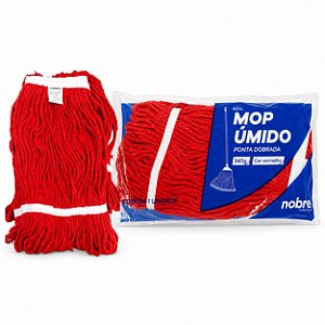 Refil Mop Úmido NOBRE VERMELHO  Ponta Dobrada 340g Esfregão