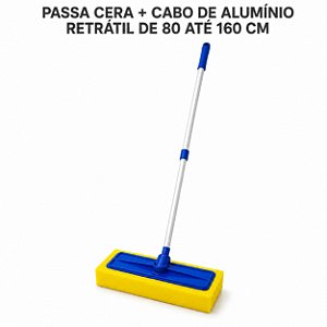 Esfregão Esponja Passa Cera Com Cabo Piso E Madeira 9 X 25CM