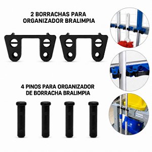 2 BORRACHA 4 PINOS de Suporte Vassoura Organizador Bralimpia