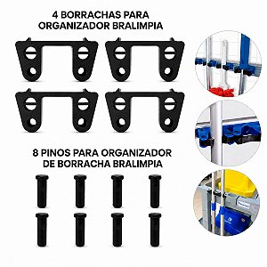 4 BORRACHA 8 PINOS de Suporte Vassoura Organizador Bralimpia