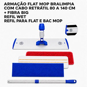 1 Armação Bralimpia Flat Mop 1 Cabo e 1 fibras E 2 REFIL