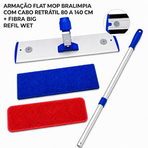 1 Armação Bralimpia Flat Mop 1 Cabo com 1 fibra e 1 REFIL
