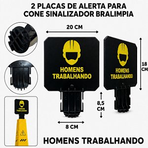 2 PLACAS PARA CONE BRALIMPIA SINALIZAÇÃO HOMENS TRABALHANDO