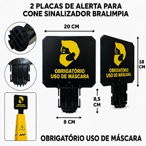 2 PLACAS PARA CONE BRALIMPIA SINALIZAÇÃO USO DE MASCARA