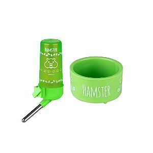 KIT BEBEDOURO E COMEDOURO DE HAMSTER N 3 VERDE INJETFOUR